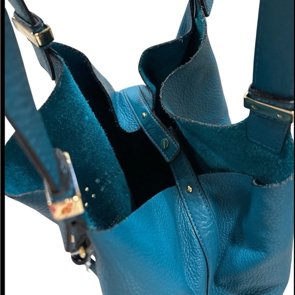 Michael Kors hobo perforated logo teal leather bag - Picture 7 of 9